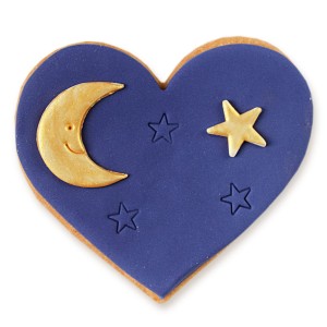 Ciastko lukrowane Serce Księżyc i gwiazdka