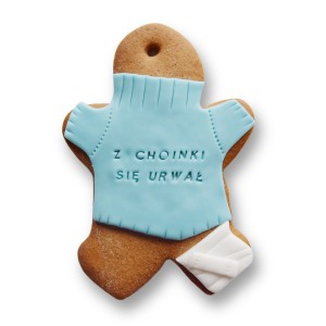 Piernikowy ludzik w sweterku  Z choinki się urwał