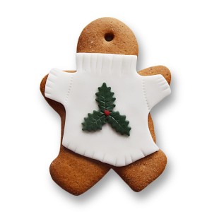 Piernikowy ludzik w sweterku  z Ostrokrzewem