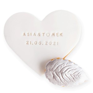 Mix lukrowany Serce i mini listek srebrny silver