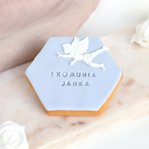 KUKI-W1528 Ciastko lukrowane z Aniołkiem Heksagon.webp