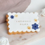  Ciastko lukrowane z kwiatkami Granat i złoto Herbatnik