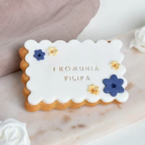  Ciastko lukrowane z kwiatkami Granat i złoto Herbatnik