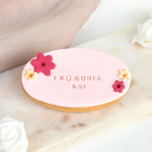 KUKI-W2011 Ciastko lukrowane z kwiatkami Granat i złoto Owal Róż sq1200 LQW.webp