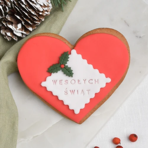 KUKI-W1484 Ciastko lurkowane Serce z ostrokrzewem i łatką Klasyk.webp