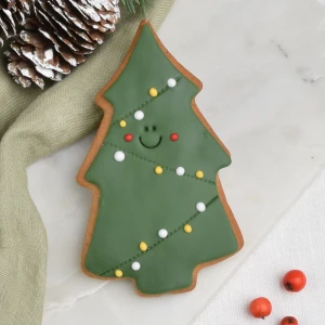 Ciastko lukrowane Zielona Choinka z lampkami