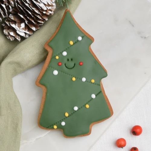 KUKI-W2059 Ciastko lukrowane Zielona Choinka z lampkami.webp
