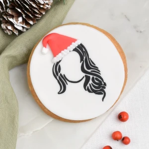 Ciastko lukrowane Koło Zarys kobiety w czapce 2