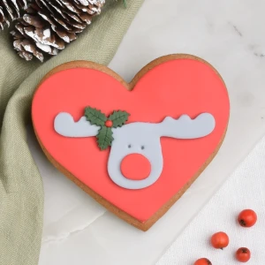Ciastko lukrowane Serce z głową renifera