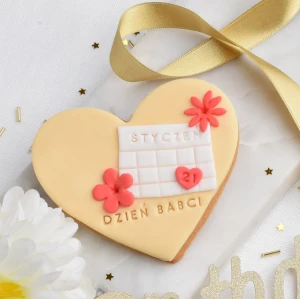 Ciastko lukrowane Serce Kalendarz Dzień Babci