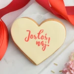 Ciastko lukrowane Serce Jesteś NAJ Beżowe