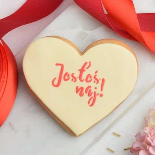 KUKI-W2156A Ciastko lukrowane Serce Jesteś NAJ Beżowe.webp