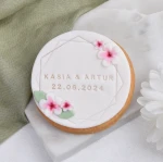 Ciastko lukrowane z kwiatowym i geomatrycznym motywem