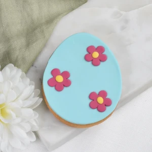 Ciastko lukrowane Pisanka w kwiatki Turkusowa