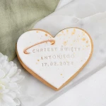 Ciastko lukrowane Serce z aureolką i złotym pyłkiem