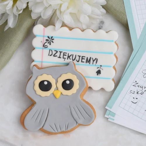 Zestaw ciasteczek z motywem szkolnym.