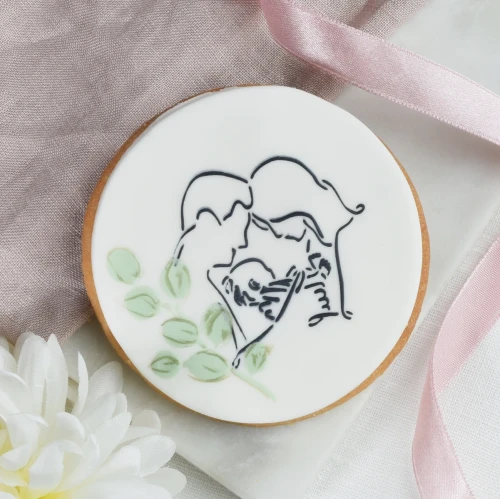 KUKI-W2324 Ciastko lukrowane Koło Para z dzieckiem i eukaliptus.webp